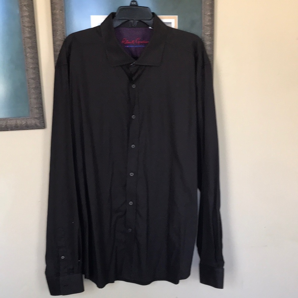 4XL Robert Graham blk embroidered, button lined